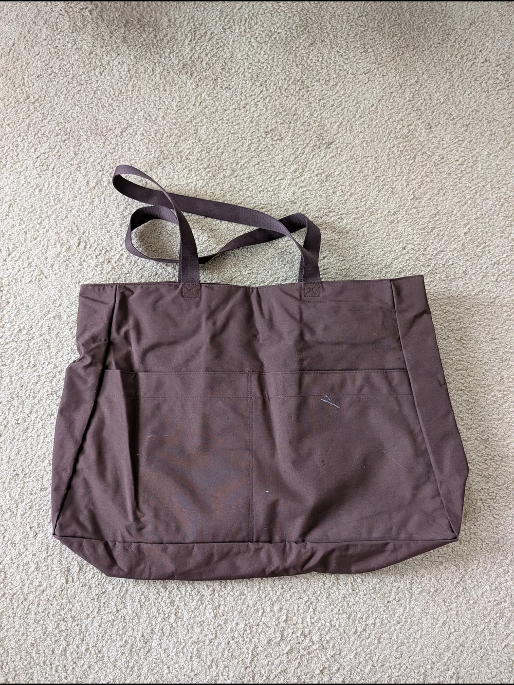 Crate & Barrel Everyday Two-Tone Canvas Tote Bag - Teal and Brown - Picture 3 of 6
